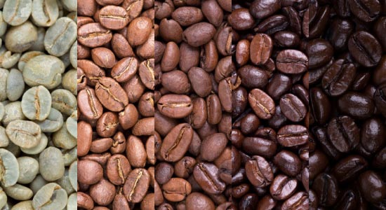 Billede af forskellige kaffe risteprofiler.